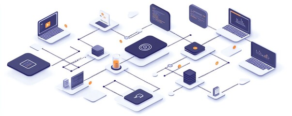 Fototapete - Cloud computing concept with API management