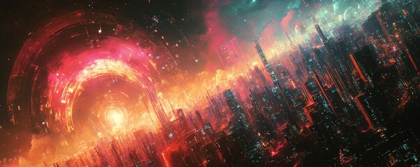 Fototapete - Digital artwork depicting cloud computing and API management