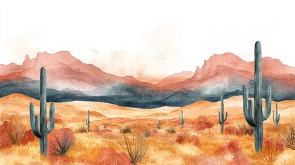 Wall Mural - Desert Landscape Illustration