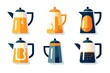 © Abdur - Tea attributes silhouette icons set. Isolated on white web sign kit of cup. Tea Time pictogram collection includes tea leaf, mug, kettle. Simple tea contour symbol. Vector Icon shape for stamp