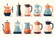 © Abdur - Tea attributes silhouette icons set. Isolated on white web sign kit of cup. Tea Time pictogram collection includes tea leaf, mug, kettle. Simple tea contour symbol. Vector Icon shape for stamp