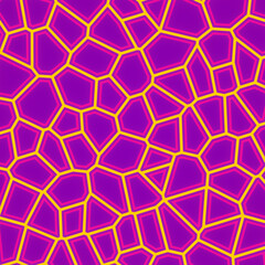 Aufkleber - Digital illustration of colorful geometric shapes in vibrant shades of purple and yellow. 3d rendering