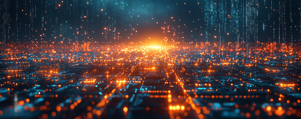 Wall Mural - vibrant ai powered metropolis illuminated by neon lights, showcasing advanced technology and futuris