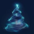 © barinovalena - digital glowing tech christmas tree on blue background