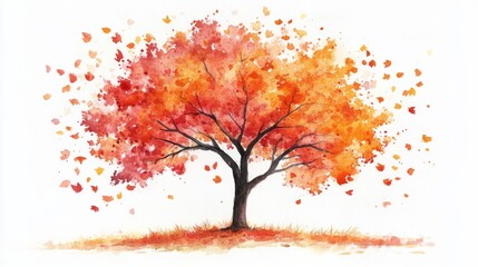 Wall Mural - Watercolor Autumn Tree