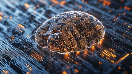 A glowing, digital brain, a concept image representing artificial intelligence.