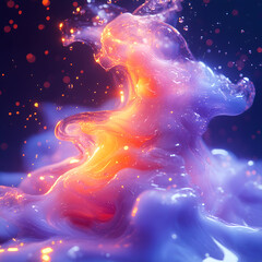 Aufkleber - Abstract illustration of a splash of colored thick liquid with smooth transitions between blue and pink tones. Depth of field effect