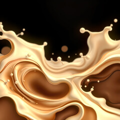 Leinwandbilder - Abstract composition of milk and coffee flows creating a sense of movement. Modern background