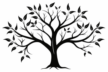 Elegant Branching Silhouette Black Vector Art