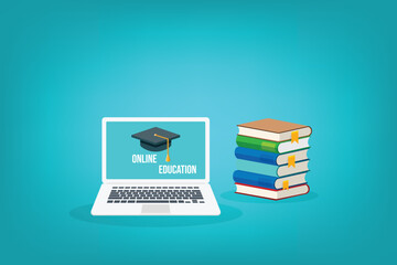 Wall Mural - online learning. concept of webinar, business online training, education on computer or e-learning c