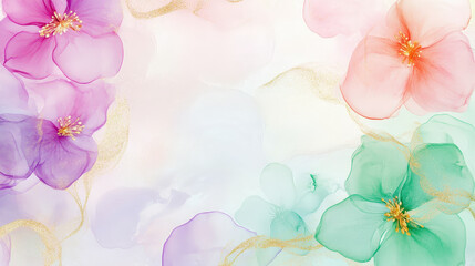 Poster - Delicate floral patterns in pastel hues create a serene backdrop, ideal for artistic projects or calming decor