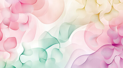Fototapete - Flowing shapes in pastel colors blend harmoniously to create an abstract design that evokes a sense of tranquility and creativity