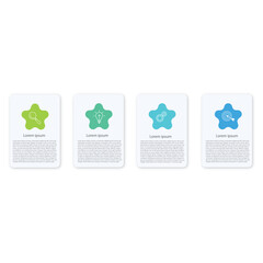 Wall Mural - four square paper white elements with colorful circles placed in horizontal row. concept of 4 succes