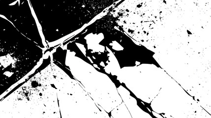 Aufkleber - Glass fragments lie scattered on a rough concrete ground, creating striking contrasts between light and shadow while showcasing the sharpness of the shards