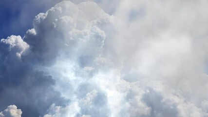 Wall Mural - striking lightning in the dark sky with white clouds 4k.