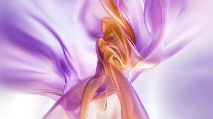 Aufkleber - Abstract digital animation featuring softly moving fabric that gently curves into elegant shapes. The color palette is pastel shades of orange, purple and white that blend harmoniously, giving the wor