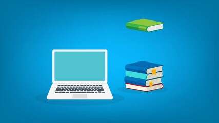 Wall Mural - e-learning, online education at home. concept of webinar, business online training, education on com