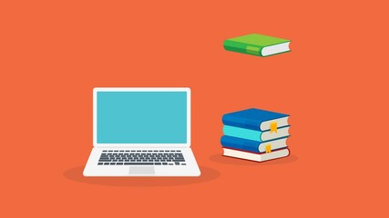 Wall Mural - e-learning, online education at home. concept of webinar, business online training, education on com