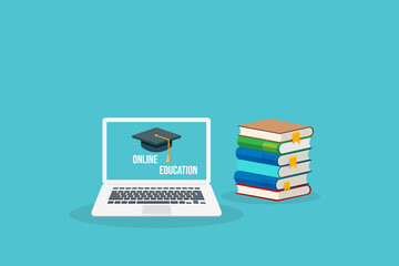 Wall Mural - online learning. concept of webinar, business online training, education on computer or e-learning c