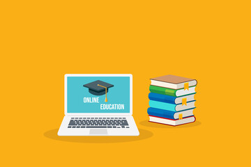 Wall Mural - online learning. concept of webinar, business online training, education on computer or e-learning c