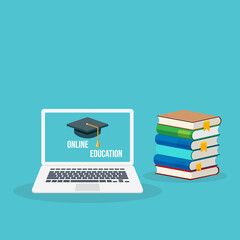 Wall Mural - online learning. concept of webinar, business online training, education on computer or e-learning c