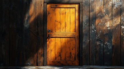Wall Mural - Door closed hardwood brown.