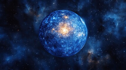 Wall Mural - mercury sphere space blue.