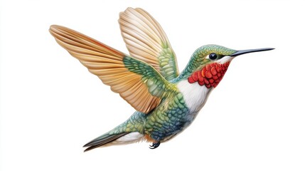 Canvas Print - Stunning Illustration of a Hummingbird in Flight