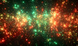 © Putu - Abstract background with vibrant red, green, and gold glowing particles. Perfect for holiday themes, technology, or futuristic designs.