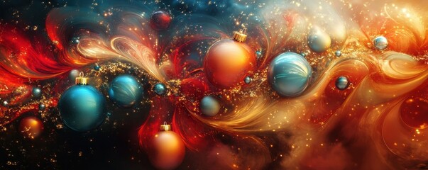 Wall Mural - abstract illustration wallpaper of christmas symbols with swirling vibrant colors and soft textures