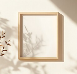Aufkleber - A minimalist wooden frame casts soft shadows on a light wall, highlighting simplicity and elegance in design.
