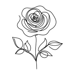 Wall Mural - linear rose icon. black and white image of a hand-drawn rose flower. vector illustration