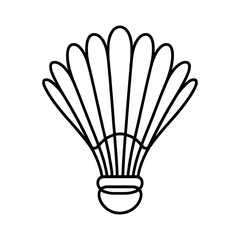 Wall Mural - linear badminton shuttlecock icon, isolated on white background. black hand drawn badminton shuttlec
