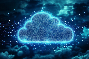 Wall Mural - cloud computing network technology polygon dot connection