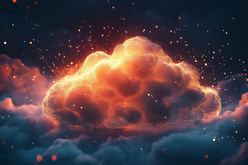 Wall Mural - cloud computing network technology polygon dot connection