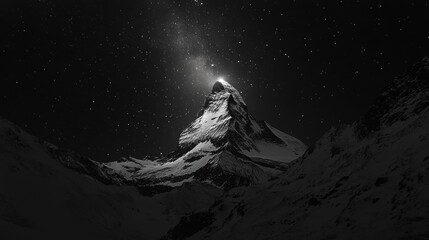 Dark background mountain night sky.