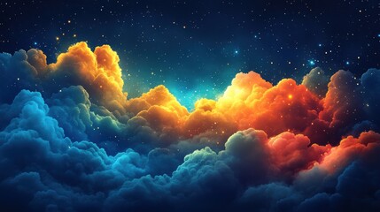 Wall Mural - colorful cloud with sparkling stars