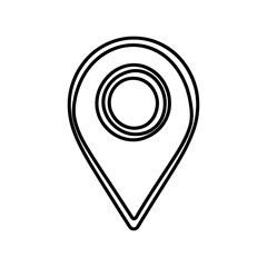 Wall Mural - linear location pin icon, isolated on white background. black hand drawn map pin symbol. vector illu