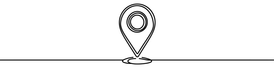 Wall Mural - single line is creating a location pin over a wavy road. vector illustration.