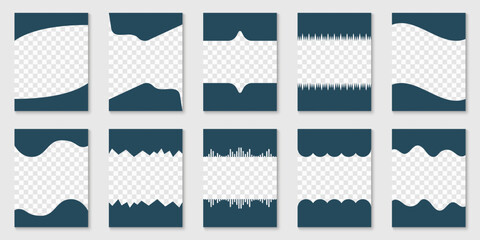 Wall Mural - set of separator shapes. abstract curve lines, wave frame for web page. template divider header for 