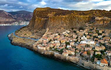 Poster - Aerial view of Monemvasia, a town in Laconia, Greece