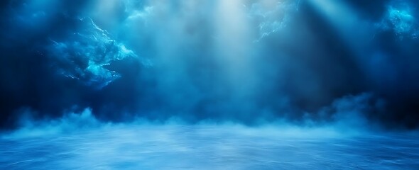 Aufkleber - A serene underwater scene illuminated by beams of light, creating a tranquil and ethereal atmosphere.