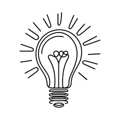 Wall Mural - linear light bulb, isolated on white background. black hand drawn light bulb. vector illustration