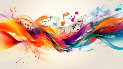 Wall Mural - Abstract Musical Waves: A Symphony of Color and Sound