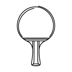 Wall Mural - Linear tennis racket icon. Black and white image of a hand-drawn tennis racket. Vector illustration