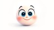 © Wachirasak Jamwimol - A cartoon face with blushing cheeks, shy smile, and glowing eyes, centered on white