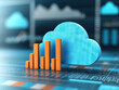 © photobuay - Cloud and bar graphs represent cloud budgeting and financial analytics in digital environment