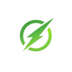 Wall Mural - Green lightning bolt inside a circle.