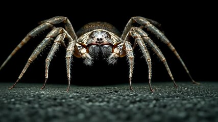 Wall Mural - Close-Up of a Spider on Dark Background