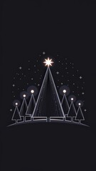 Poster - Minimalist Christmas Tree Illustration on Dark Background